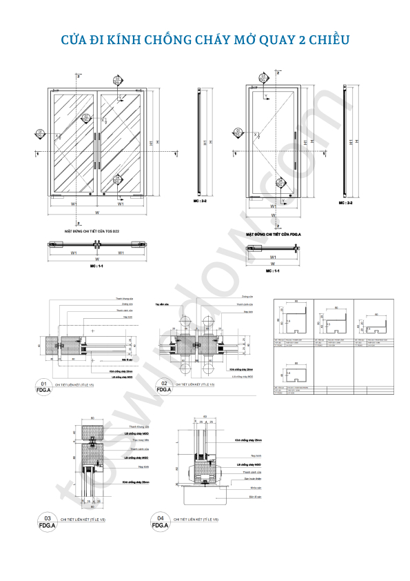 Cửa đi Kính chống cháy mở quay 2 chiều